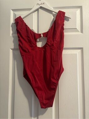 Red One-Piece Swimsuit - Classic Solid Swimwear